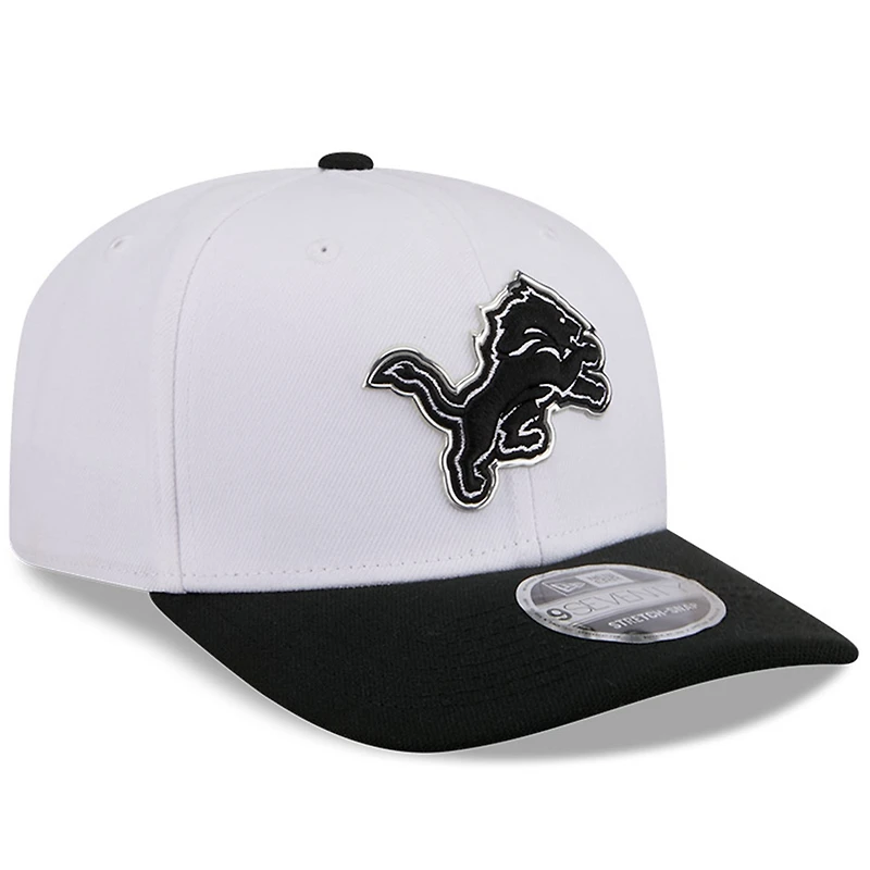 Casquette ajustable New Era blanche et noire Detroit Lions 2026 NFL Draft 9SEVENTY pour homme