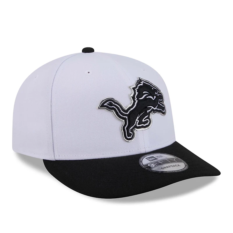 Men's New Era White/Black Detroit Lions 2026 NFL Draft Pre-Curved 9FIFTY Snapback Hat