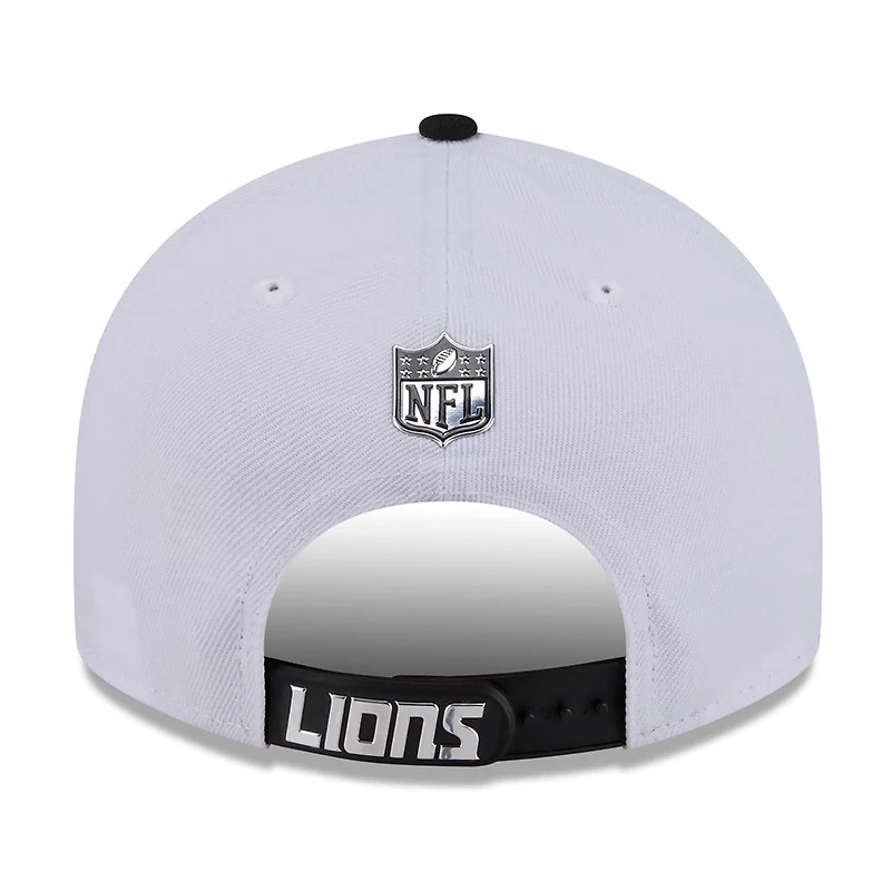 Men's New Era White/Black Detroit Lions 2026 NFL Draft Pre-Curved 9FIFTY Snapback Hat