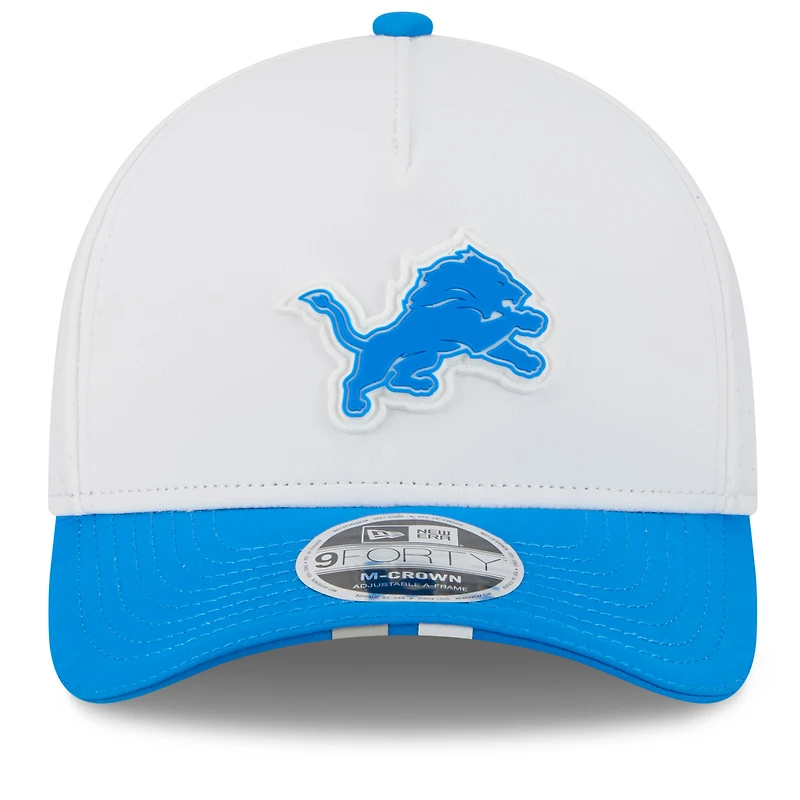 Men's New Era  White/Blue Detroit Lions 2025 NFL Training Camp A-Frame 9FORTY Adjustable Hat