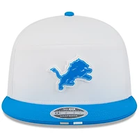 Casquette snapback 9FIFTY à panneau fendu New Era pour homme, blanche/bleue, Detroit Lions, camp d'entraînement NFL 2025