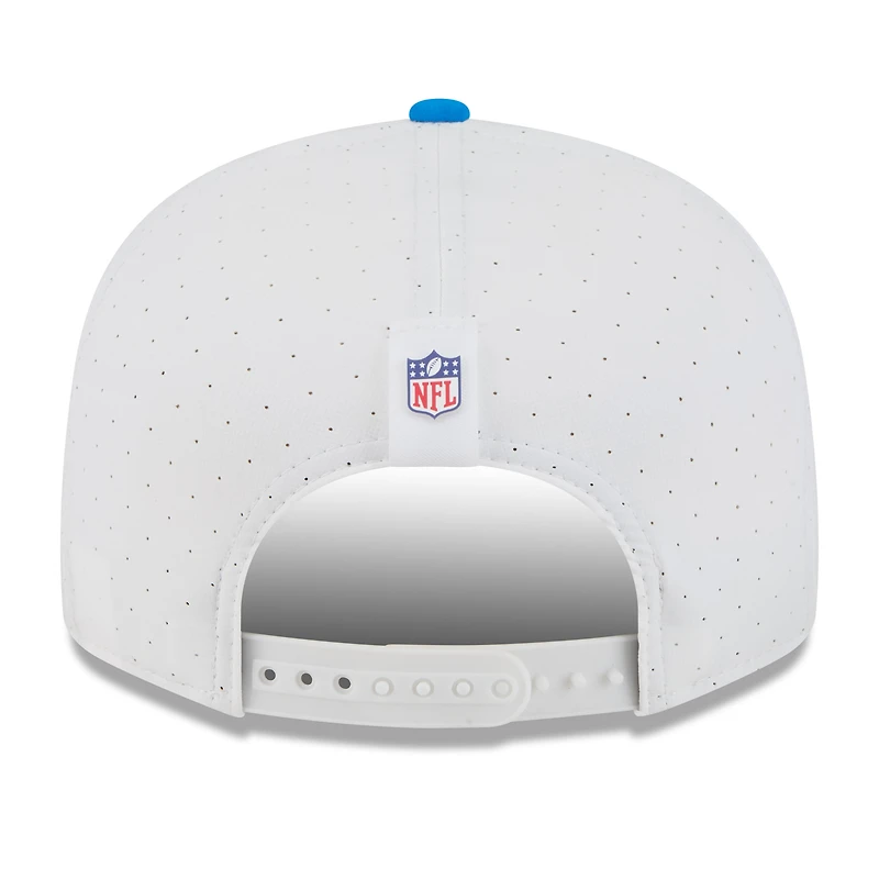 Casquette snapback 9FIFTY à panneau fendu New Era pour homme, blanche/bleue, Detroit Lions, camp d'entraînement NFL 2025