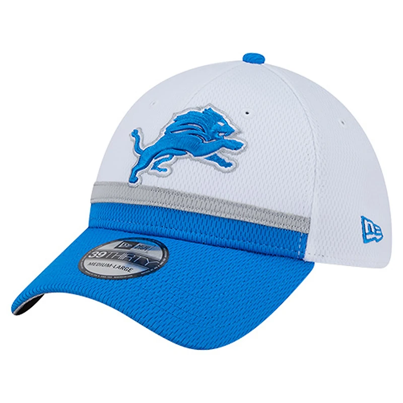 Men's New Era White/Blue Detroit Lions Dashmark Rays 39THIRTY Flex Hat