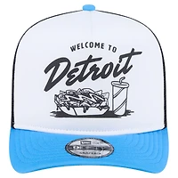 Men's New Era White/Blue Detroit Lions Foodie 9FIFTY A-Frame Trucker Snapback Hat
