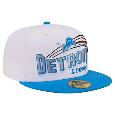 Men's New Era White/Blue Detroit Lions Retro Swoop 59FIFTY Fitted Hat