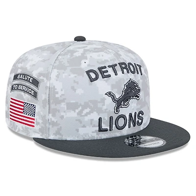 Casquette snapback 9FIFTY Detroit Lions 2024 Salute To Service de New Era pour homme, blanche/graphite