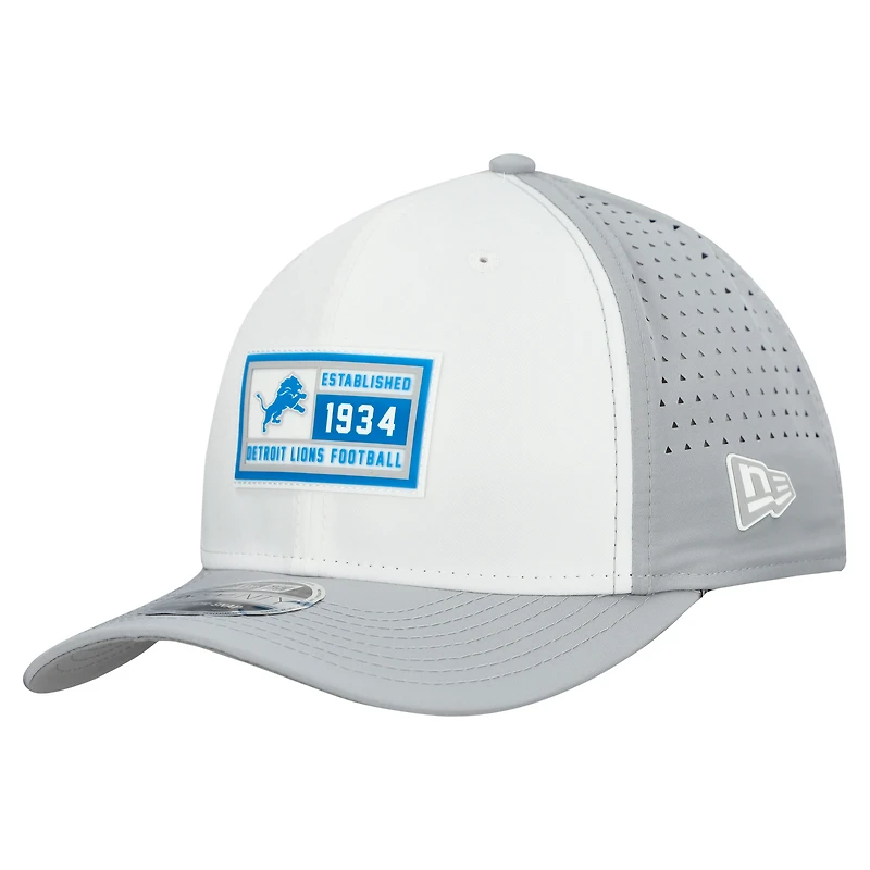 Casquette ajustable 9SEVENTY Detroit Lions Established Patch New Era blanche/argentée pour homme