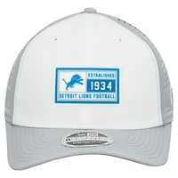 Men's New Era  White/Silver Detroit Lions Established Patch 9SEVENTY Adjustable Hat