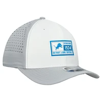 Casquette ajustable 9SEVENTY Detroit Lions Established Patch New Era blanche/argentée pour homme