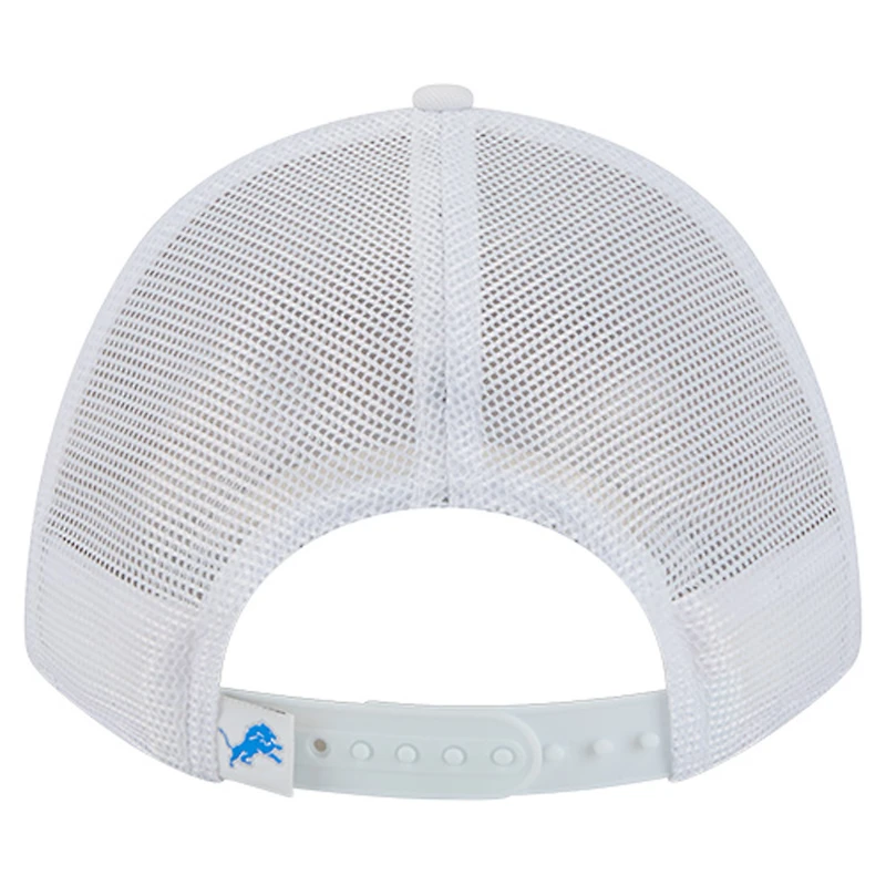 Men's New Era White Detroit Lions NFL 9FORTY A-Frame M-Crown Adjustable Trucker Hat