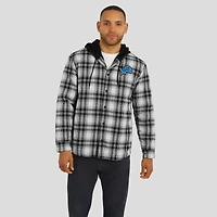 Men's NFL x Darius Rucker Collection by Fanatics Black Detroit Lions Plaid Flannel Quilted Full-Snap Hooded Shacket