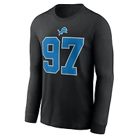 Men's Nike Aidan Hutchinson Black Detroit Lions Name & Number Long Sleeve T-Shirt