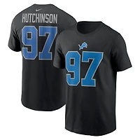 Men's Nike Aidan Hutchinson Blue Detroit Lions Name & Number T-Shirt