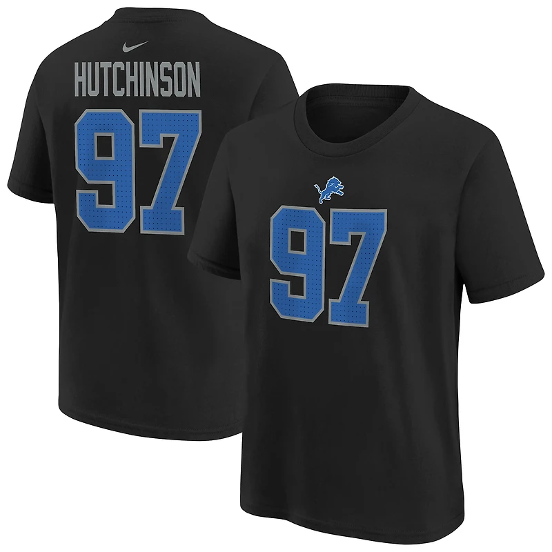 Youth Nike Aidan Hutchinson Blue Detroit Lions Player Name & Number T-Shirt
