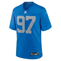 Maillot de match alternatif Nike Aidan Hutchinson pour hommes des Detroit Lions, bleu