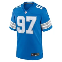 Maillot de match Nike Aidan Hutchinson des Detroit Lions pour homme, bleu, bleu