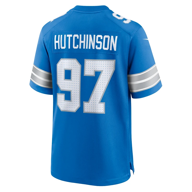 Maillot Nike Aidan Hutchinson bleu pour homme des Lions de Détroit