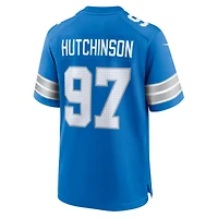 Maillot Nike Aidan Hutchinson bleu pour homme des Lions de Détroit