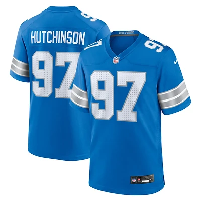 Men's Nike Aidan Hutchinson Blue Detroit Lions Team Game Jersey