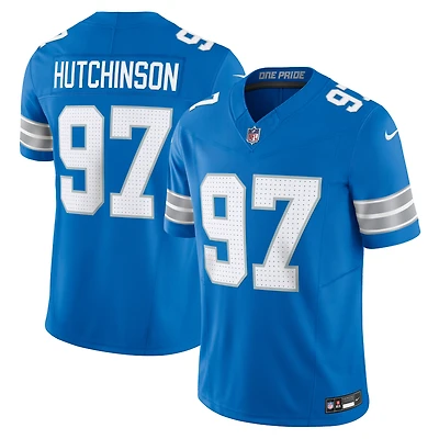 Maillot Nike Aidan Hutchinson bleu pour homme des Detroit Lions, édition limitée, Vapor F.U.S.E.