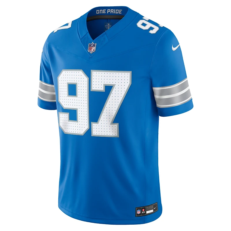 Men's Nike Aidan Hutchinson Blue Detroit Lions Vapor F.U.S.E. Stitched Limited Jersey