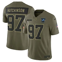 Men's Nike Aidan Hutchinson Olive Detroit Lions 2025 Salute to Service Limited Jersey