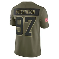 Men's Nike Aidan Hutchinson Olive Detroit Lions 2025 Salute to Service Limited Jersey