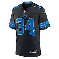 Maillot Nike Alex Anzalone pour homme, noir, 2e match alternatif des Detroit Lions