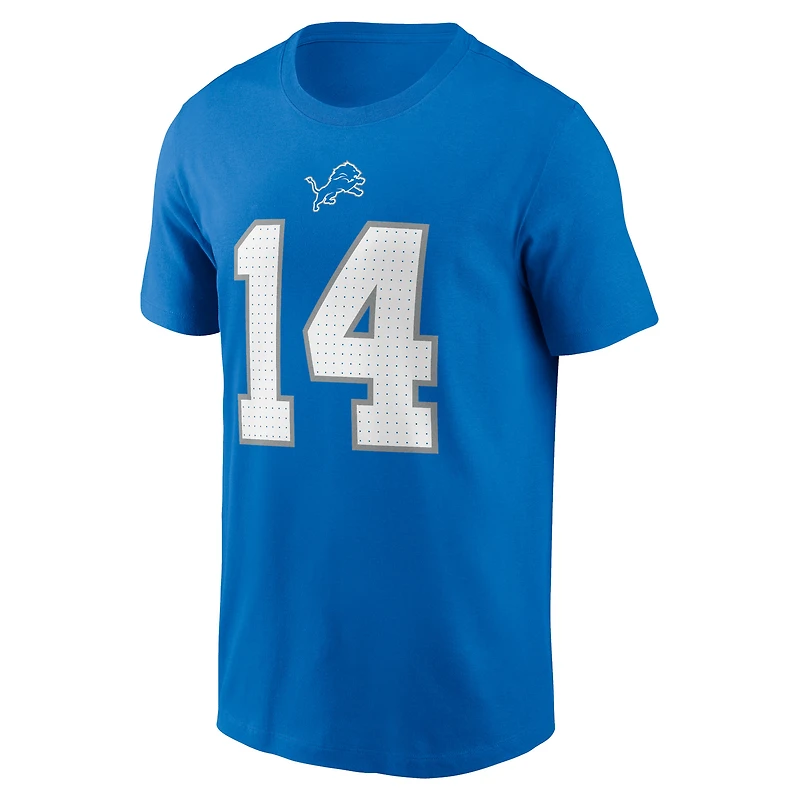 Men's Nike Amon-Ra St. Brown Blue Detroit Lions Name & Number T-Shirt