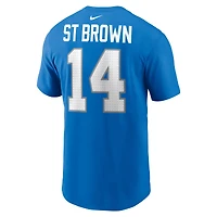 Men's Nike Amon-Ra St. Brown Blue Detroit Lions Name & Number T-Shirt