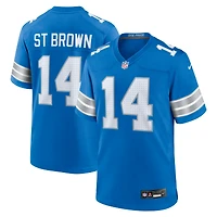 Men's Nike Amon-Ra St. Brown Blue Detroit Lions Team Game Jersey