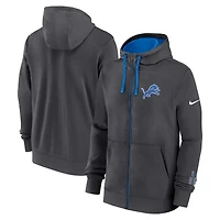 Sweat à capuche Nike anthracite Detroit Lions Primetime Club entièrement zippé pour homme