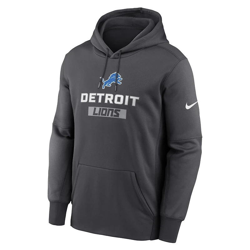 Men's Nike Anthracite Detroit Lions Toss Sweep Therma Hoodie