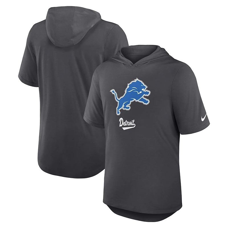T-shirt à capuche Nike anthracite Detroit Lions Tri-Blend Performance pour homme
