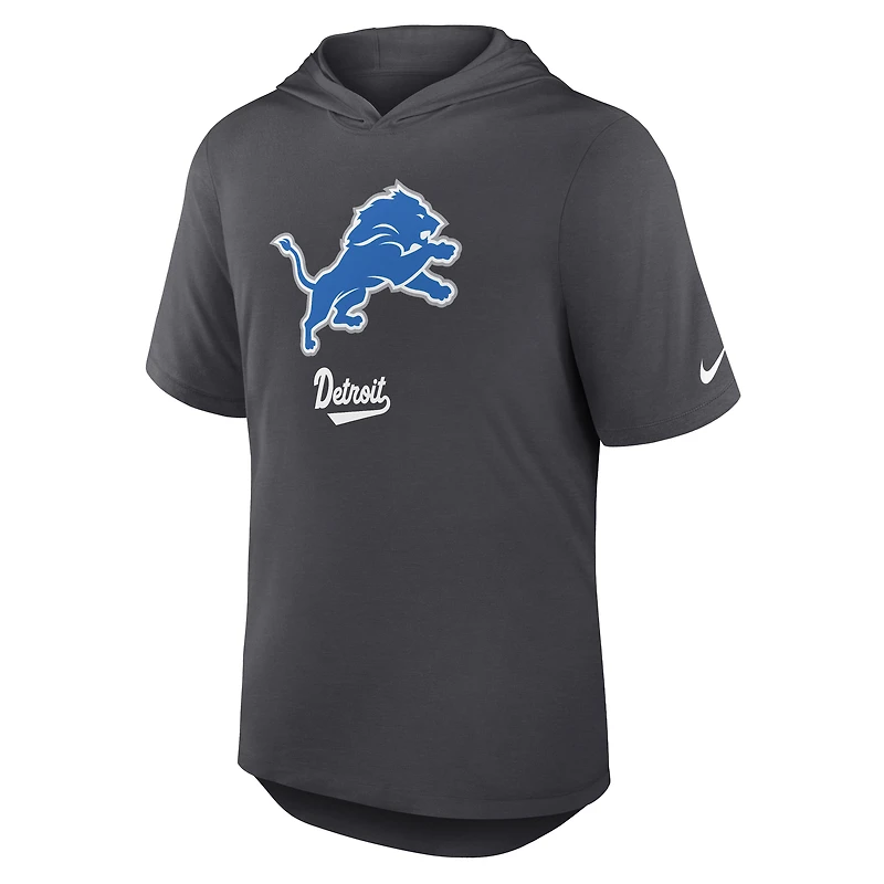 T-shirt à capuche Nike anthracite Detroit Lions Tri-Blend Performance pour homme