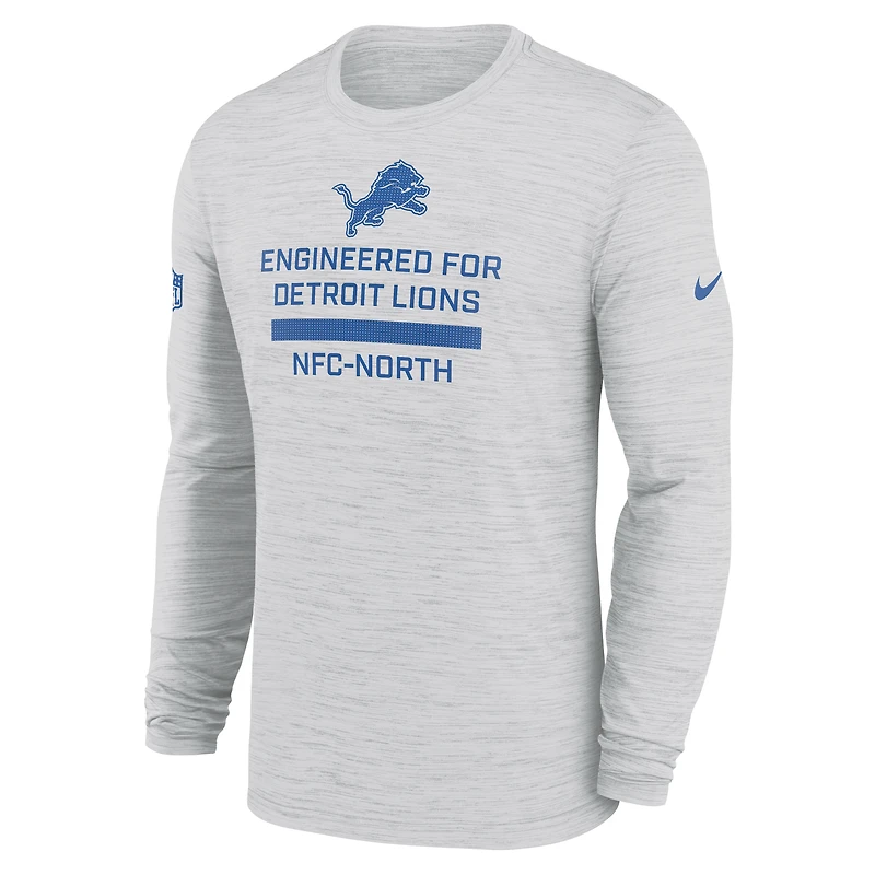 Men's Nike Ash Detroit Lions Sideline Velocity Performance Long Sleeve T-Shirt