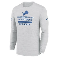 Men's Nike Ash Detroit Lions Sideline Velocity Performance Long Sleeve T-Shirt