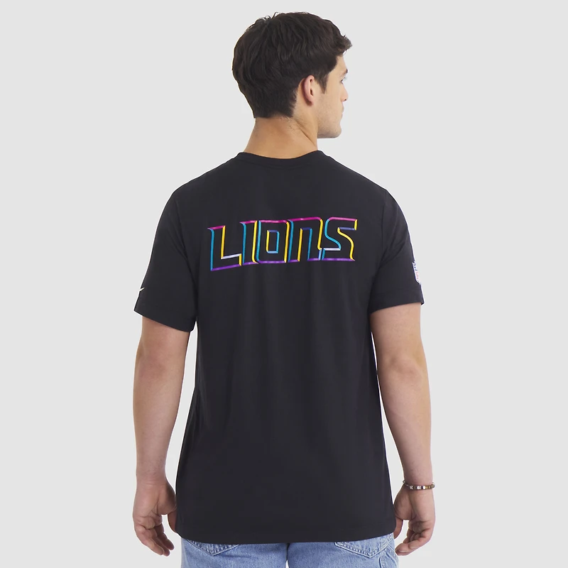 T-shirt Nike noir Detroit Lions NFL Crucial Catch Tri-Blend Dri-FIT 2025 pour homme