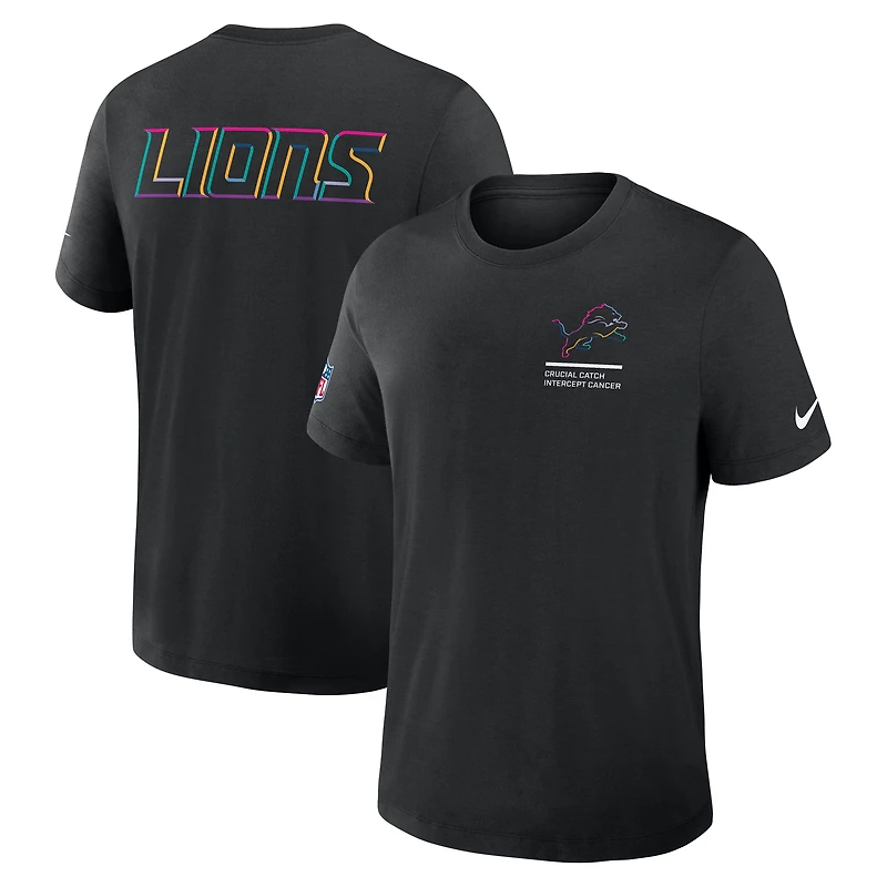 Men's Nike Black Detroit Lions 2025 NFL Crucial Catch Tri-Blend Dri-FIT T-Shirt