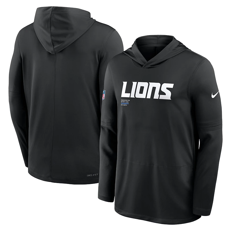 Men's Nike Black Detroit Lions Big & Tall Sideline Dri-FIT Long Sleeve Hoodie T-Shirt