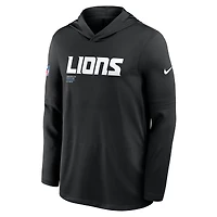 T-shirt à capuche Nike noir Detroit Lions pour homme, coupe large et grande taille, Dri-FIT
