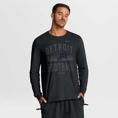 T-shirt à manches longues Nike Detroit Lions Essential noir pour homme