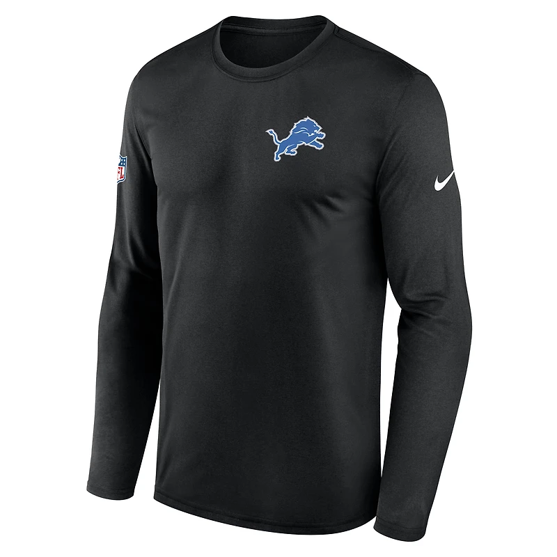 Men's Nike Black Detroit Lions Legend Small Logo Dri-FIT Long Sleeve T-Shirt
