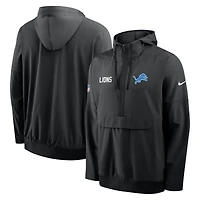 Men's Nike Black Detroit Lions Sideline Alt Pack Anorak Half-Zip Hoodie Jacket