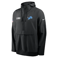 Men's Nike Black Detroit Lions Sideline Alt Pack Anorak Half-Zip Hoodie Jacket