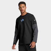 T-shirt à manches longues Nike bleu Detroit Lions Sideline Coach Therma-FIT pour homme