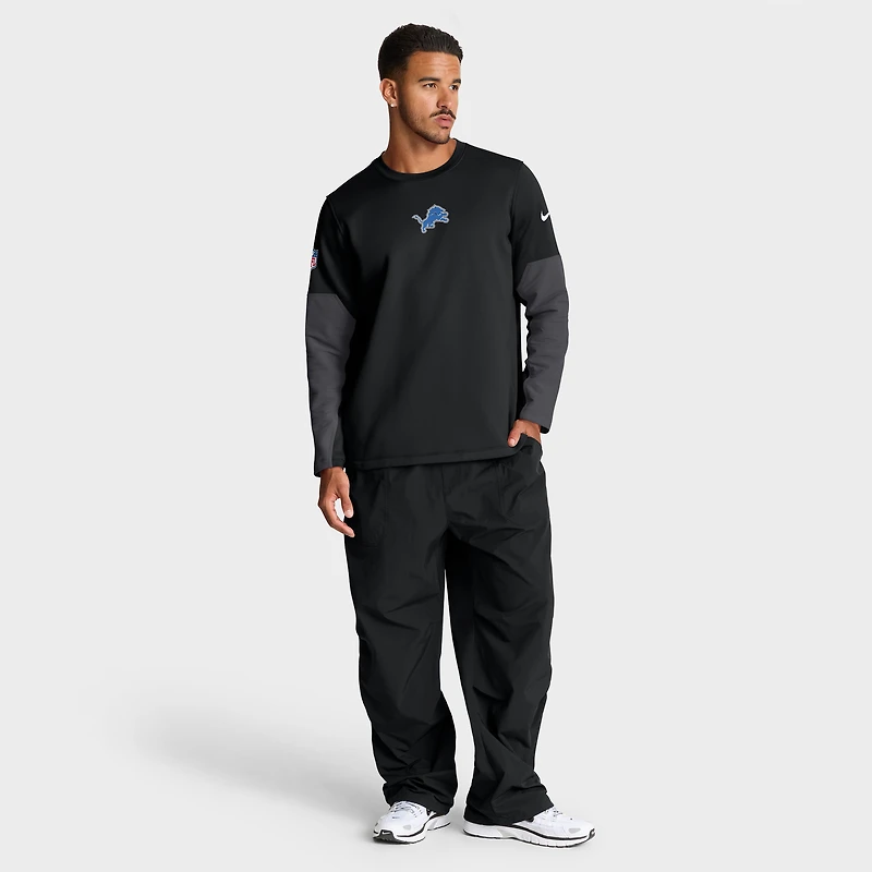 Men's Nike Black Detroit Lions Sideline Coach Therma-FIT Long Sleeve T-Shirt