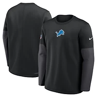 Men's Nike Black Detroit Lions Sideline Coach Therma-FIT Long Sleeve T-Shirt