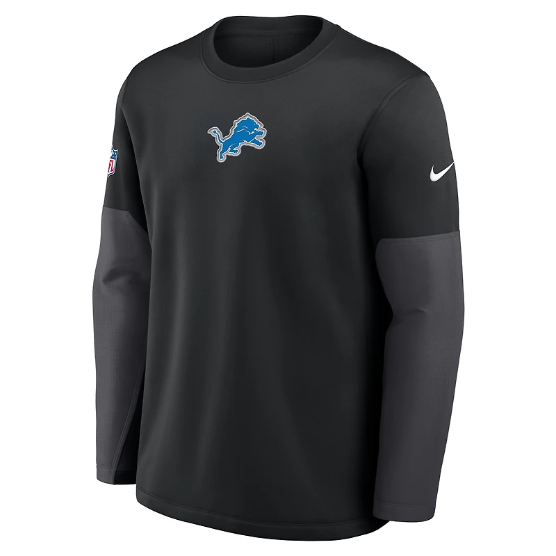 Men's Nike Black Detroit Lions Sideline Coach Therma-FIT Long Sleeve T-Shirt