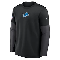 Men's Nike Black Detroit Lions Sideline Coach Therma-FIT Long Sleeve T-Shirt